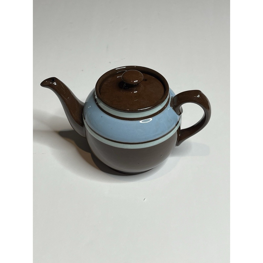 Sadler Brown Betty Brown & Blue Stripe 1 Cup Teapot Staffordshire England